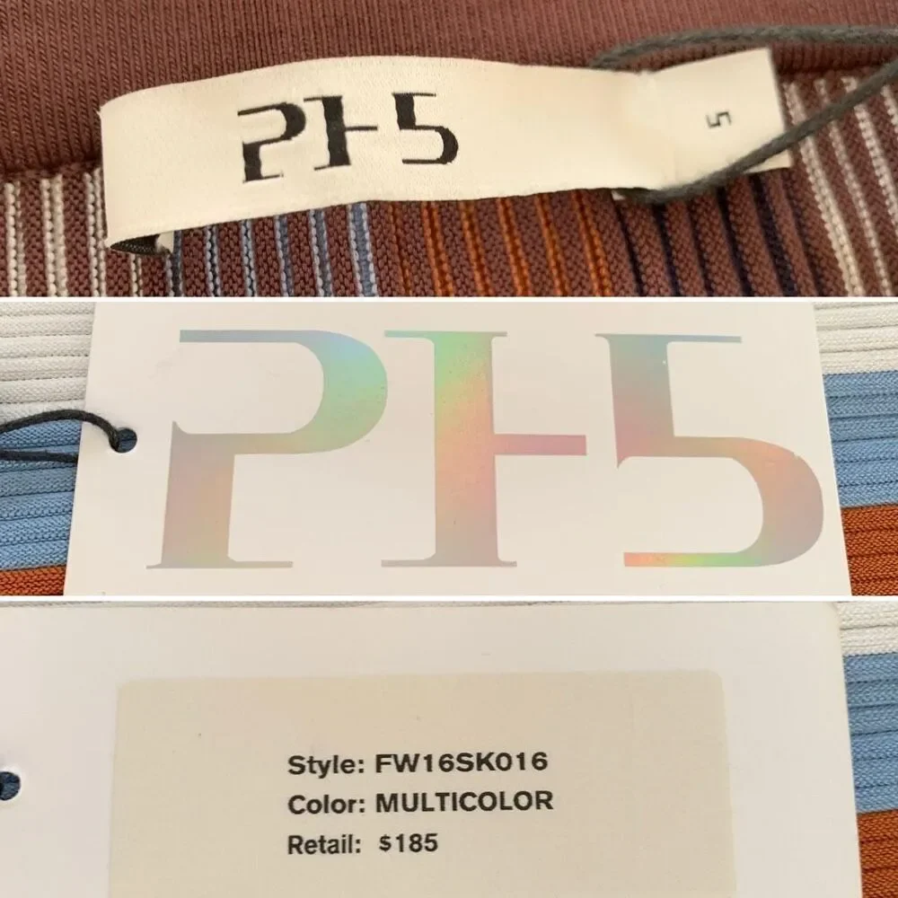 PH5 Striped‎ Ribbed Knit Mini Skirt Brown Multicolor Size 5/US 2 - Picture 11 of 12